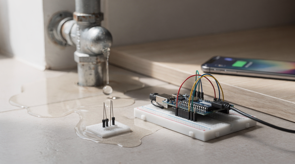 Самодельная система уведомлений о протечке на ESP32: схема, прошивка, Telegram‑оповещения